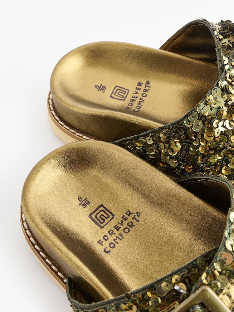 Khaki Green Forever Comfort® Sequin Footbed Sandals - Image 6 of 6