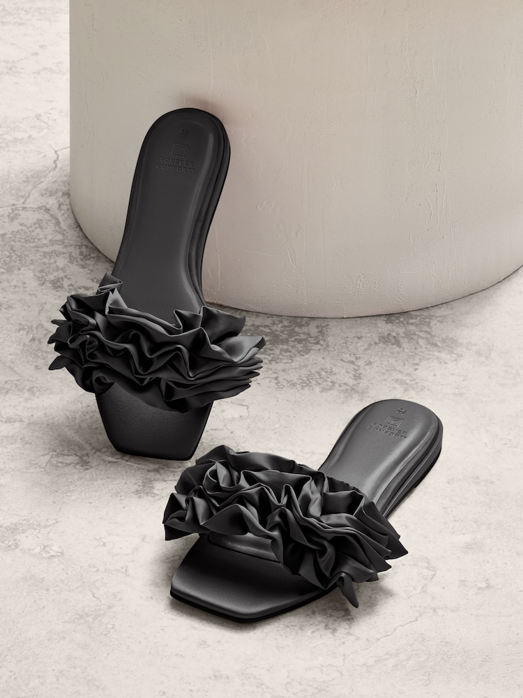 Czarny - Klapki Forever Comfort® z falbankami - Image 3 of 11