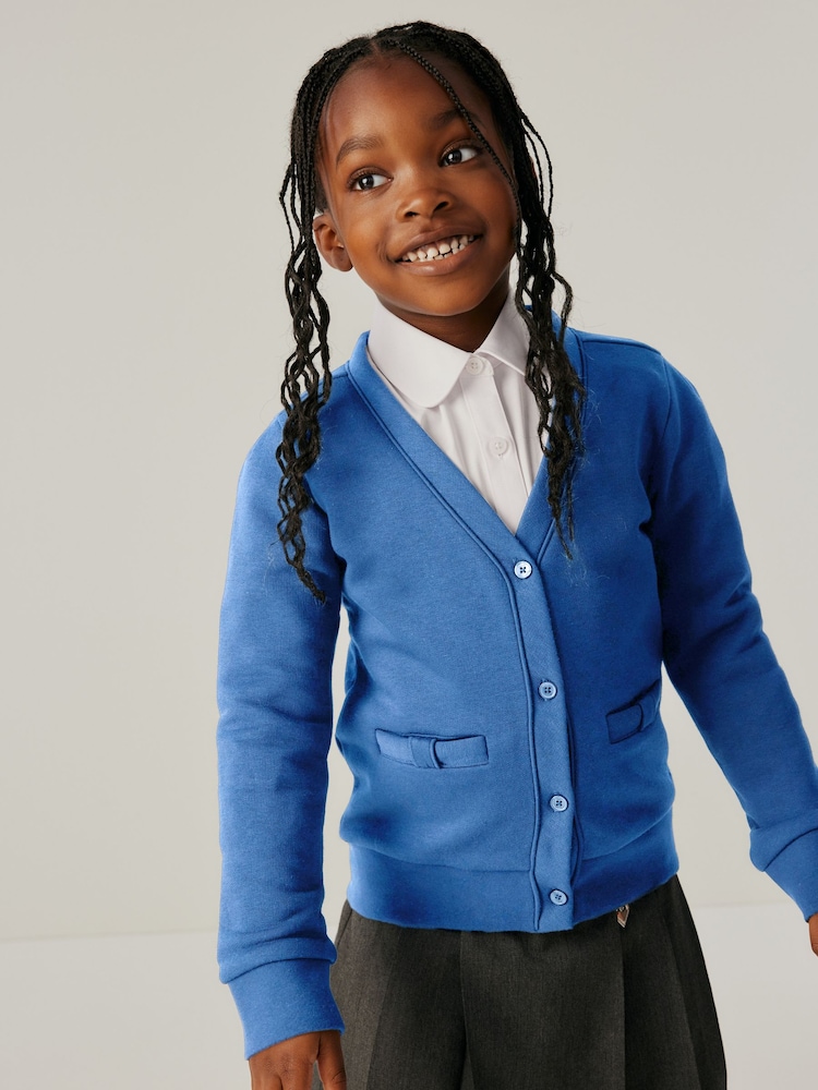 Clarks Blue Girls Bow Sweat School Cardigan - Image 1 of 5