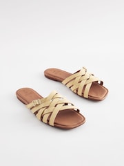 Light Yellow Regular/Wide Fit Forever Comfort® Cross Strap Mules - Image 1 of 5
