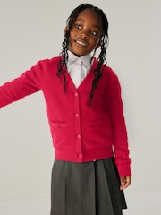 Clarks Red Girls Bow Sweat School Cardigan - Image 1 of 4