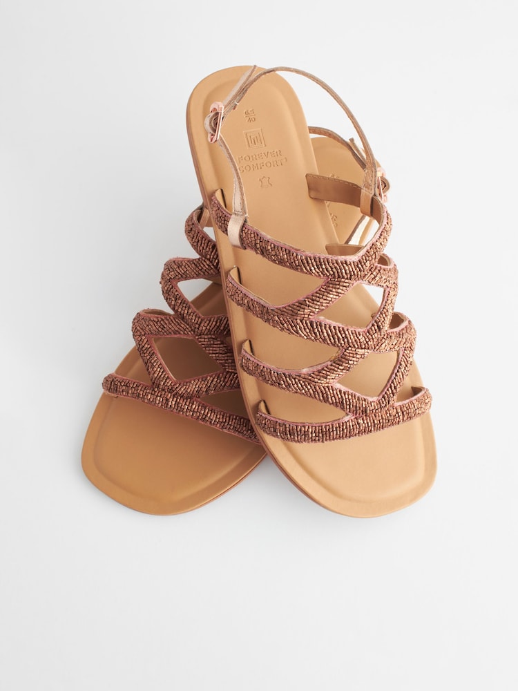 Rose Gold Standard/Wide Fit Forever Comfort® Beaded Slingback Sandals - Image 10 of 10