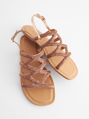 Rose Gold Standard/Wide Fit Forever Comfort® Beaded Slingback Sandals - Image 8 of 10