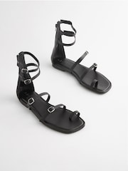 Black Forever Comfort® Strappy Ankle Sandals - Image 6 of 10