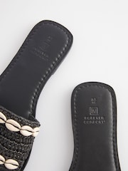 Black Regular/Wide Fit Forever Comfort® Raffia Mules With Shell Detail - Image 9 of 9
