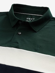 Green/Navy 100% Cotton Short Sleeve Button Up Block Polo Shirt - Image 5 of 5