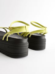 Lime Green Extra Wide Fit Chunky Strappy Flatform Sandals - Image 3 of 6