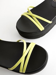 Lime Green Extra Wide Fit Chunky Strappy Flatform Sandals - Image 4 of 6