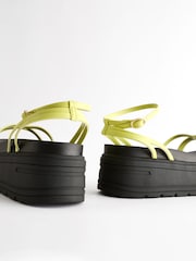 Lime Green Extra Wide Fit Chunky Strappy Flatform Sandals - Image 5 of 6