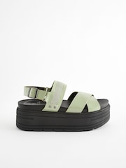 Sage Green Extra Wide Fit Chunky Wedge Sandals - Image 2 of 5