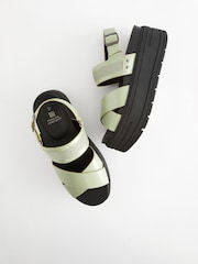Sage Green Extra Wide Fit Chunky Wedge Sandals - Image 3 of 5