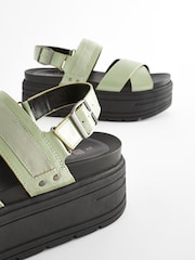 Sage Green Extra Wide Fit Chunky Wedge Sandals - Image 5 of 5