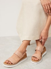 Nude Extra Wide Fit Forever Comfort® Leather Sport Bling Wedges - Image 1 of 8