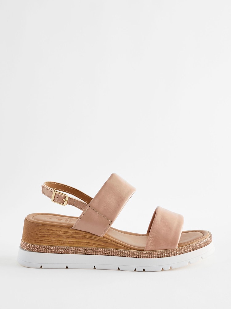 Nude Extra Wide Fit Forever Comfort® Leather Sport Bling Wedges - Image 4 of 8