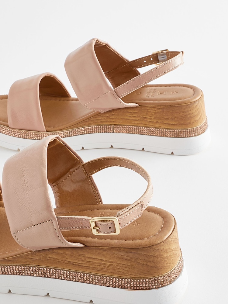 Nude Extra Wide Fit Forever Comfort® Leather Sport Bling Wedges - Image 5 of 8
