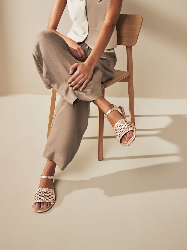 Champagne Gold Forever Comfort® Weave Sandals - Image 1 of 7