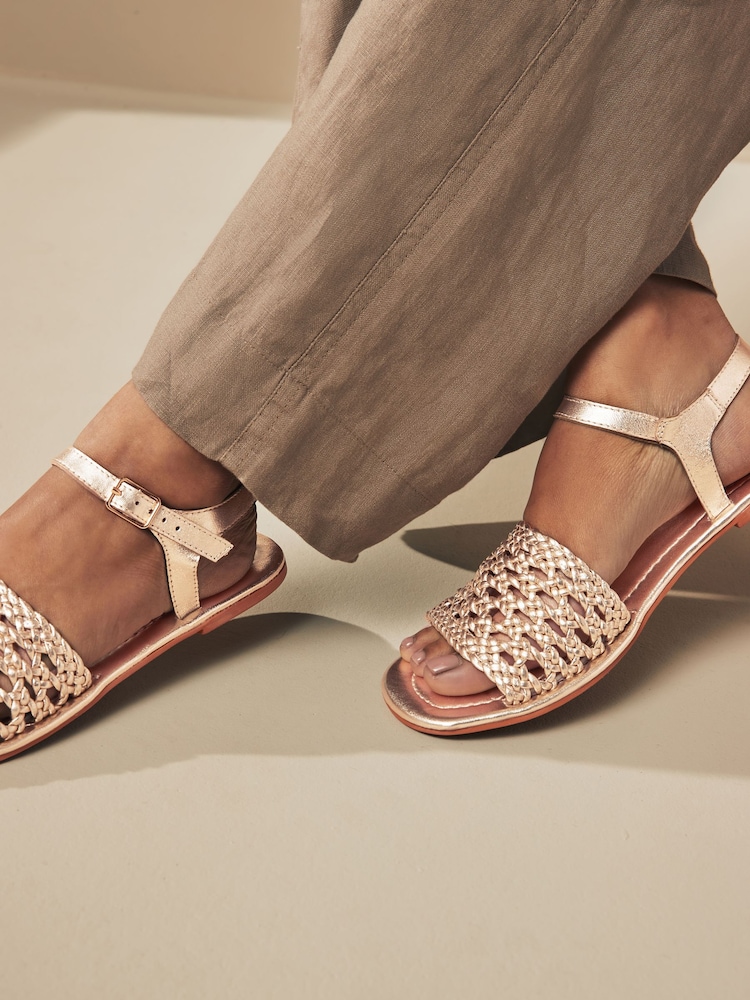 Champagne Gold Forever Comfort® Weave Sandals - Image 2 of 7