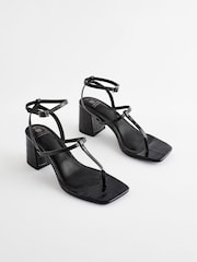 Black Forever Comfort® Toe Post Block Heel Sandals - Image 1 of 6
