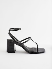Black Forever Comfort® Toe Post Block Heel Sandals - Image 2 of 6