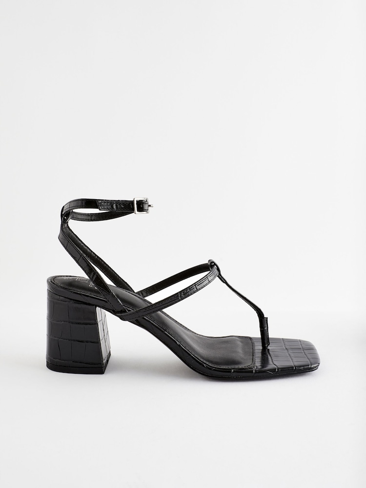 Black Forever Comfort® Toe Post Block Heel Sandals - Image 2 of 6
