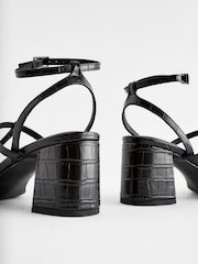 Black Forever Comfort® Toe Post Block Heel Sandals - Image 4 of 6