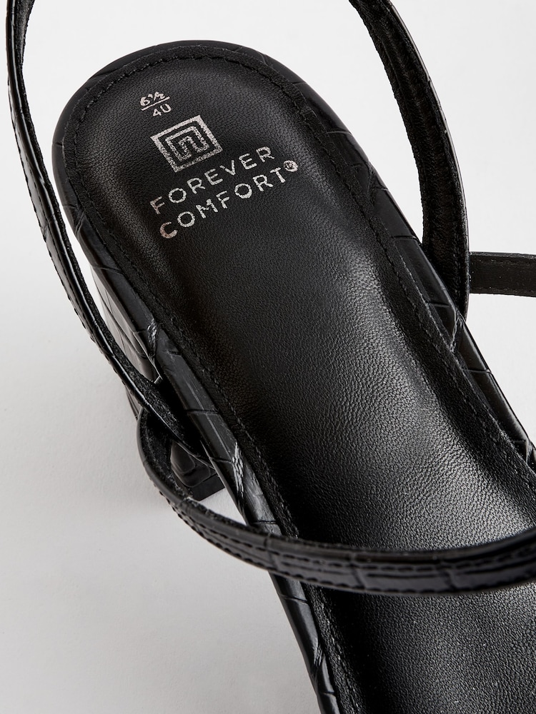 Black Forever Comfort® Toe Post Block Heel Sandals - Image 6 of 6
