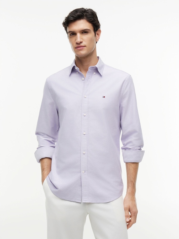 Tommy Hilfiger Purple Regular Fit Flag Embroidery Oxford Shirt - Image 1 of 5
