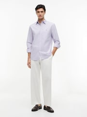 Tommy Hilfiger Purple Regular Fit Flag Embroidery Oxford Shirt - Image 3 of 5