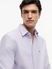 Tommy Hilfiger Purple Regular Fit Flag Embroidery Oxford Shirt - Image 4 of 5
