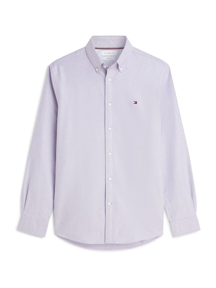 Tommy Hilfiger Purple Regular Fit Flag Embroidery Oxford Shirt - Image 5 of 5