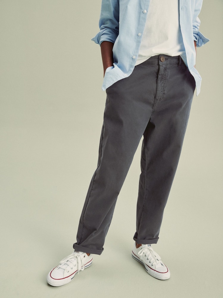 Charcoal Grey Loose Fit Chino Trousers (3-16yrs) - Image 1 of 6