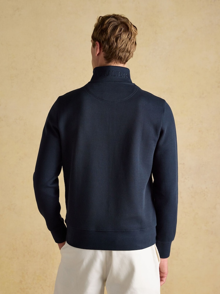 Joules Alistair Navy Quarter Zip Cotton Sweatshirt - Image 2 of 8