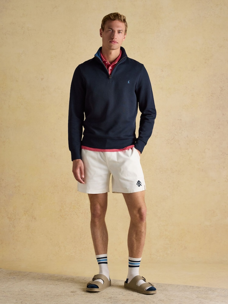 Joules Alistair Navy Quarter Zip Cotton Sweatshirt - Image 3 of 8