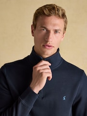 Joules Alistair Navy Quarter Zip Cotton Sweatshirt - Image 4 of 8