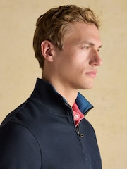 Joules Alistair Navy Quarter Zip Cotton Sweatshirt - Image 6 of 8