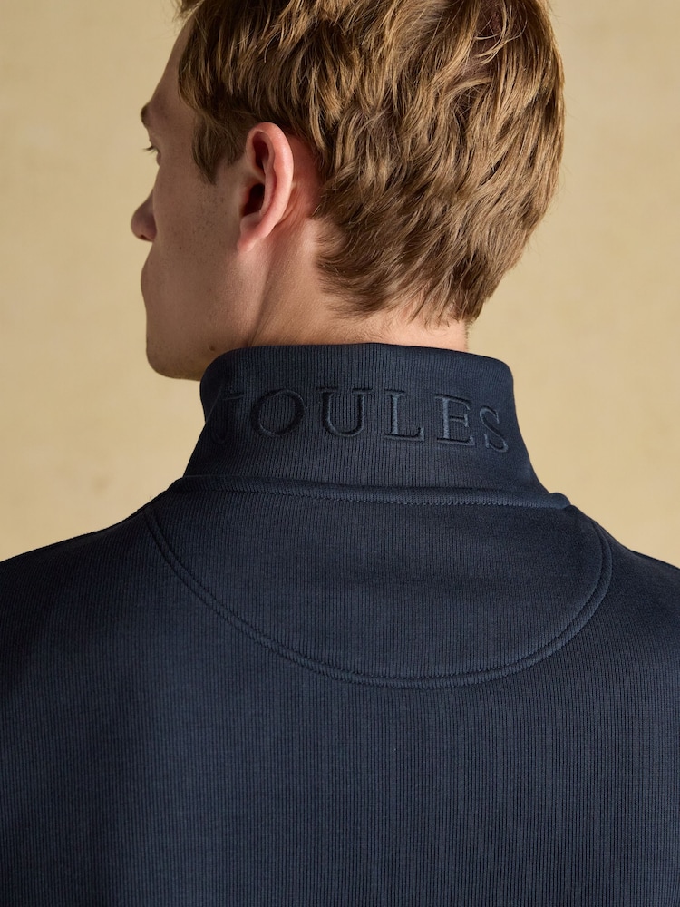 Joules Alistair Navy Quarter Zip Cotton Sweatshirt - Image 7 of 8