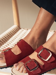 Red Forever Comfort® Leather Double Strap Footbed Sandals - Image 2 of 6