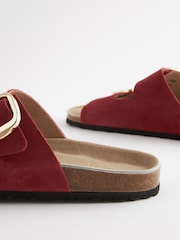 Red Forever Comfort® Leather Double Strap Footbed Sandals - Image 4 of 6