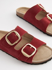 Red Forever Comfort® Leather Double Strap Footbed Sandals - Image 5 of 6