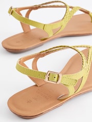 Lime Green Standard/Wide Fit Forever Comfort® Leather Plait Toe Post Flat Sandals - Image 4 of 5