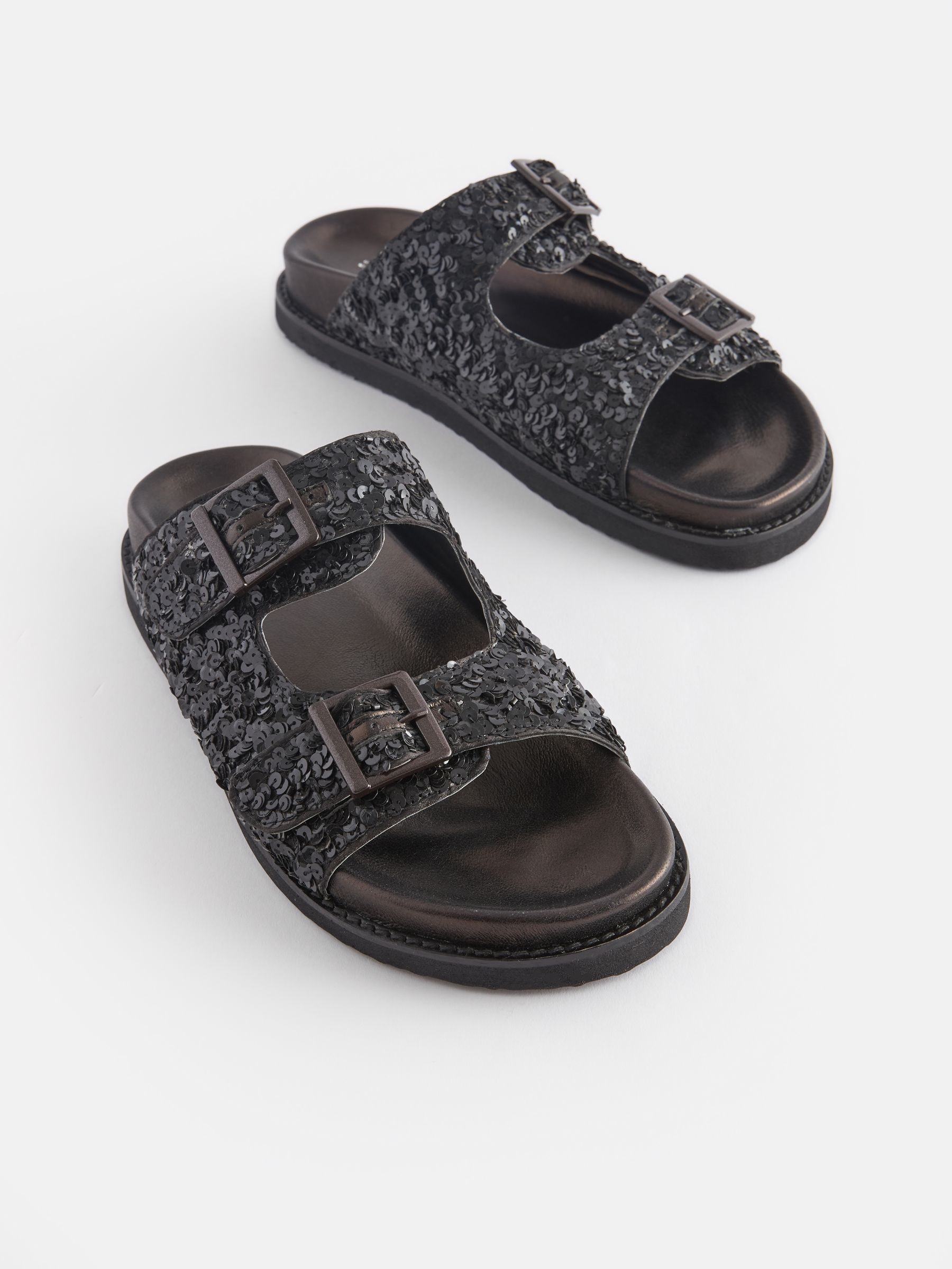 Sparkly footbed sandals top