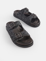 Black Forever Comfort® Sequin Footbed Sandals - Image 5 of 10