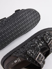 Black Forever Comfort® Sequin Footbed Sandals - Image 9 of 10