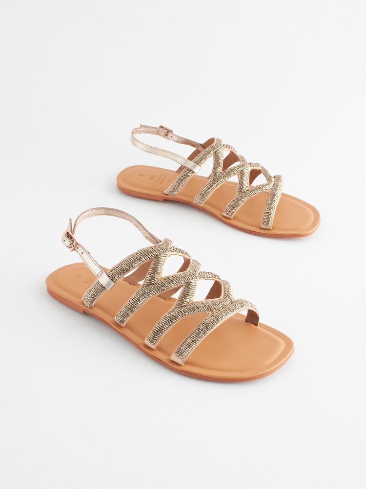 Gold Standard/Wide Fit Forever Comfort® Beaded Slingback Sandals - Image 1 of 7