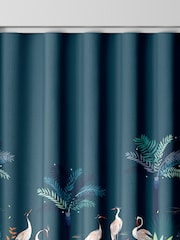 Sara Miller Teal Green Heron Border Made to Measure 100% Cotton Curtains - Image 8 of 9