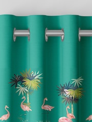 Sara Miller Green Flamingo Border Made to Measure 100% Cotton Curtains - Image 5 of 9