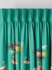 Sara Miller Green Flamingo Border Made to Measure 100% Cotton Curtains - Image 6 of 9