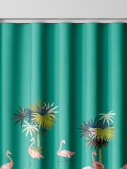Sara Miller Green Flamingo Border Made to Measure 100% Cotton Curtains - Image 8 of 9