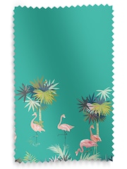 Sara Miller Green Flamingo Border Made to Measure 100% Cotton Curtains - Image 9 of 9