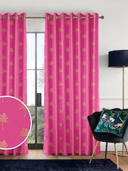 Sara Miller Pink Small Palm Made to Measure 100% Cotton Curtains - Image 1 of 9